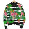 Aloha Skull Striped Pattern Print Bomber Jacket