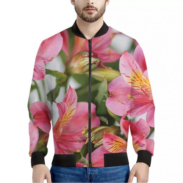Alstroemeria Flower Print Bomber Jacket