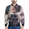 American Astronaut Cat Print Bomber Jacket