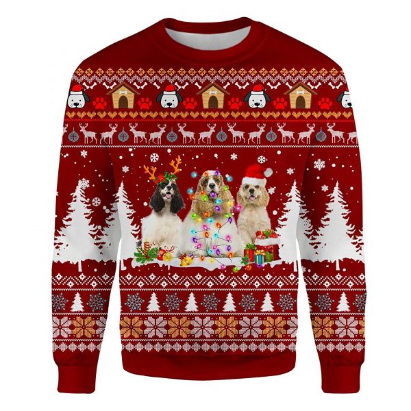 American Cocker Spaniel Ugly Christmas Sweatshirt Animal Dog Cat Sweater Unisex