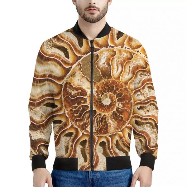 Ammonite Fossil Print Bomber Jacket
