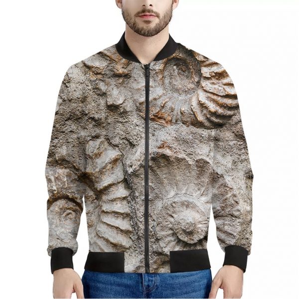 Ammonoidea Fossil Print Bomber Jacket