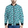 Angry Shark Pattern Print Bomber Jacket