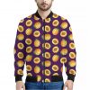Apricot Fruit Pattern Print Bomber Jacket