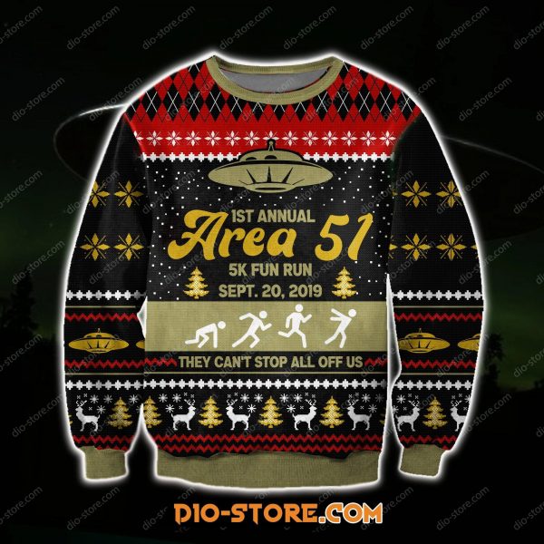 Area 51 3D Knitting Pattern Print Ugly Christmas Sweatshirt
