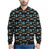 Astronaut And Space Pixel Pattern Print Bomber Jacket