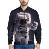 Astronaut Floating In Outer Space Print Bomber Jacket