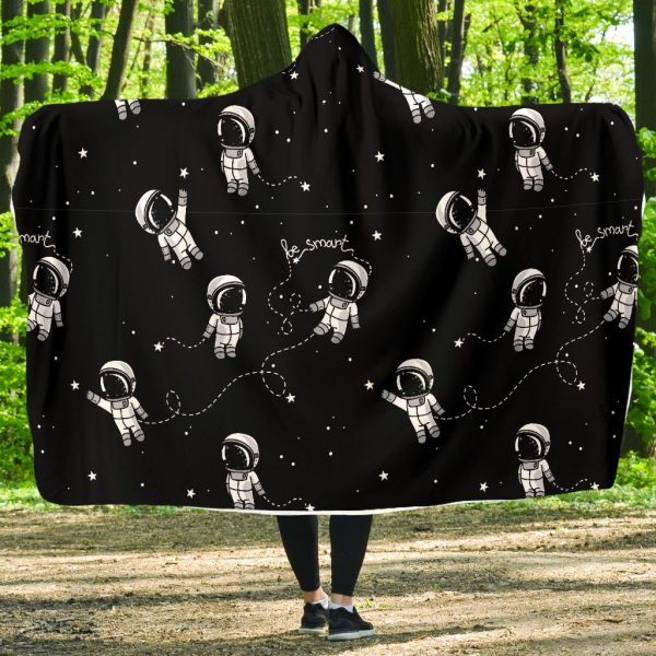 Astronaut Pattern Print Hooded Blanket Cloak Blanket