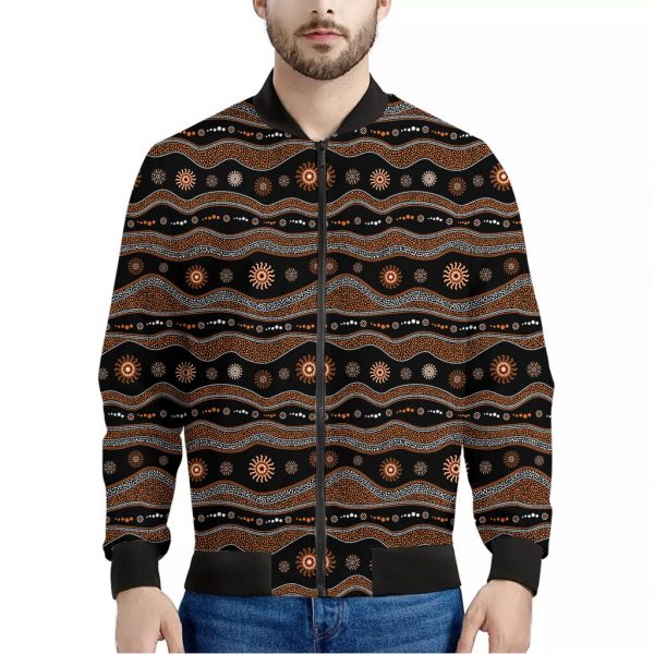 Australian Aboriginal Art Pattern Print Bomber Jacket
