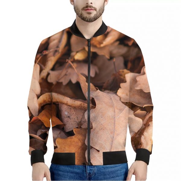Autumn Oak leaf Print Bomber Jacket