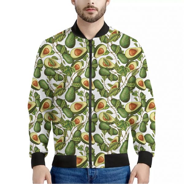 Avocado Cut In Half Drawing Print Bomber Jacket