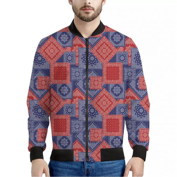 Bandanna Patchwork Pattern Print Bomber Jacket