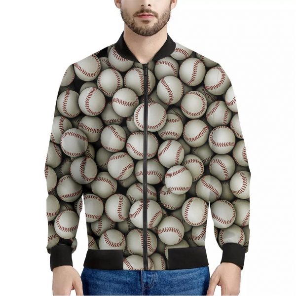 Baseballs 3D Print Bomber Jacket