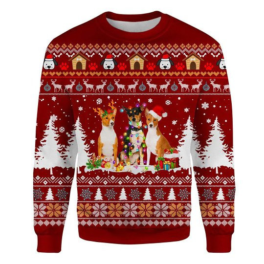 Basenji Ugly Christmas Sweatshirt Animal Dog Cat Sweater Unisex