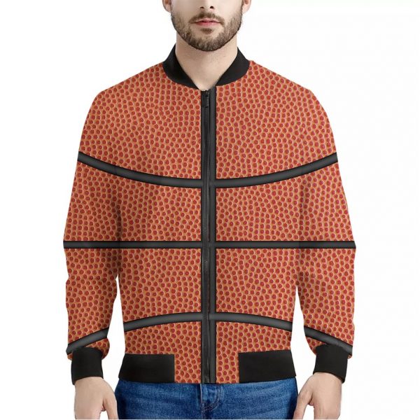 Basketball Ball Texture Print Bomber Jacket