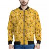 Bee Drawing Pattern Print Bomber Jacket