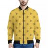 Bee Honeycomb Pattern Print Bomber Jacket