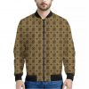 Beige And Black Orthodox Pattern Print Bomber Jacket