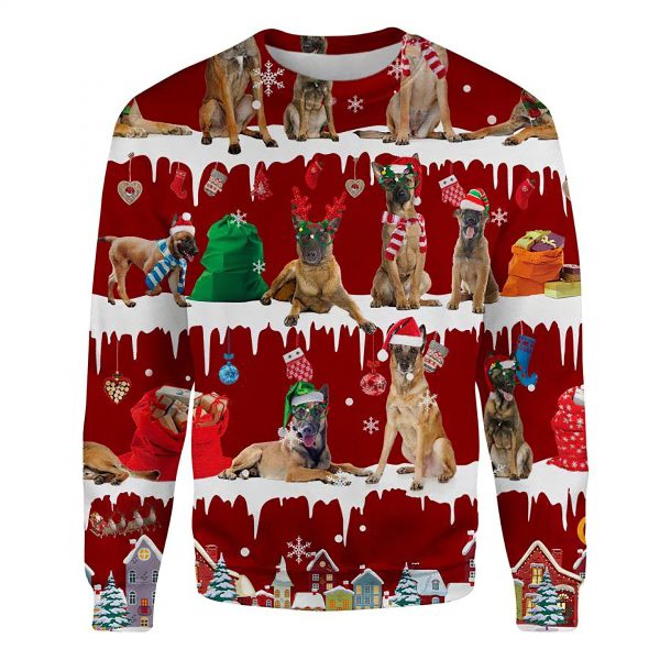 Belgian Malinois Snow Christmas Ugly Christmas Sweatshirt Animal Dog Cat Sweater Unisex