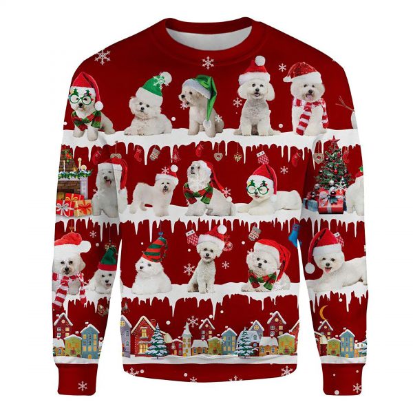 Bichon Frise Snow Christmas Ugly Christmas Sweatshirt Animal Dog Cat Sweater Unisex