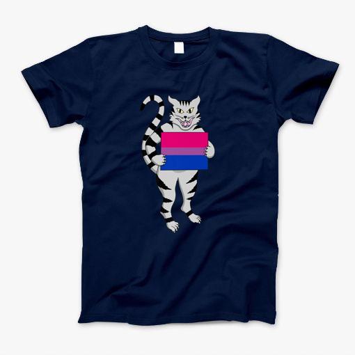 Bisexual Flag Cat Kitty Bi Pride Lgbt Nonbinary Queer Gay T-Shirt