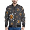 Bitcoin Connection Pattern Print Bomber Jacket