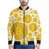 Bitcoin Crypto Pattern Print Bomber Jacket