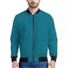 Black And Blue Chevron Pattern Print Bomber Jacket