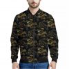 Black And Gold Japanese Tiger Print Bomber Jacket