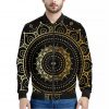 Black And Gold Mandala Print Bomber Jacket