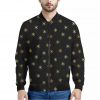 Black And Gold Snowflake Pattern Print Bomber Jacket