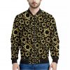 Black And Gold Star of David Print Bomber Jacket