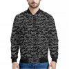 Black And Grey Digital Camo Print Bomber Jacket