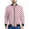 Black And Pink Cat Pattern Print Bomber Jacket
