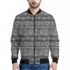 Black And White Ethnic Pattern Print Bomber Jacket