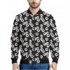 Black And White Eyeball Pattern Print Bomber Jacket