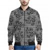 Black And White Floral Glen Plaid Print Bomber Jacket