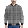 Black And White Glen Plaid Print Bomber Jacket