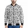 Black And White Guns Pattern Print Bomber Jacket