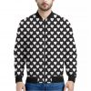 Black And White Heart Pattern Print Bomber Jacket