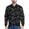 Black And White Horse Pattern Print Bomber Jacket