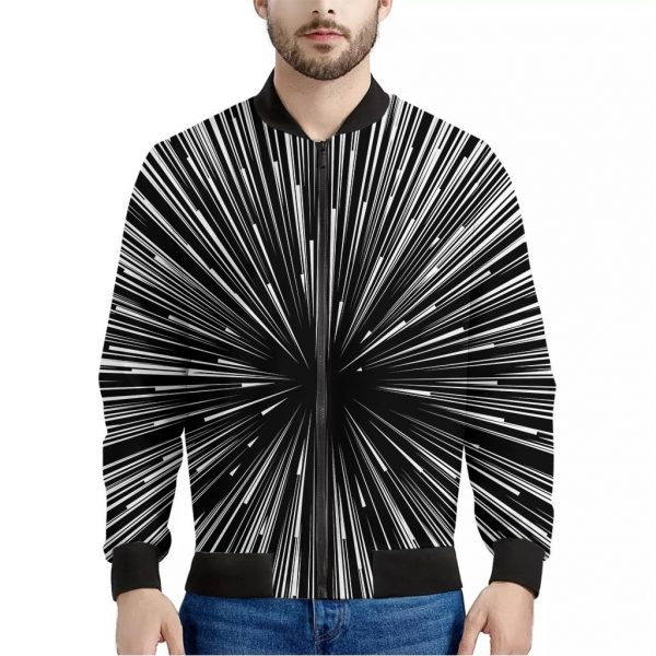 Black And White Hyperspace Print Bomber Jacket