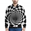 Black And White Hypnotic Illusion Print Bomber Jacket