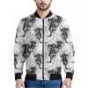 Black And White Jellyfish Pattern Print Bomber Jacket