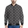 Black And White Knitted Pattern Print Bomber Jacket