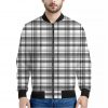 Black And White Madras Pattern Print Bomber Jacket