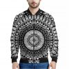 Black And White Mandala Print Bomber Jacket