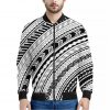 Black And White Maori Polynesian Print Bomber Jacket