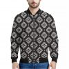 Black And White Navajo Pattern Print Bomber Jacket