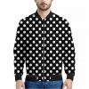 Black And White Polka Dot Pattern Print Bomber Jacket
